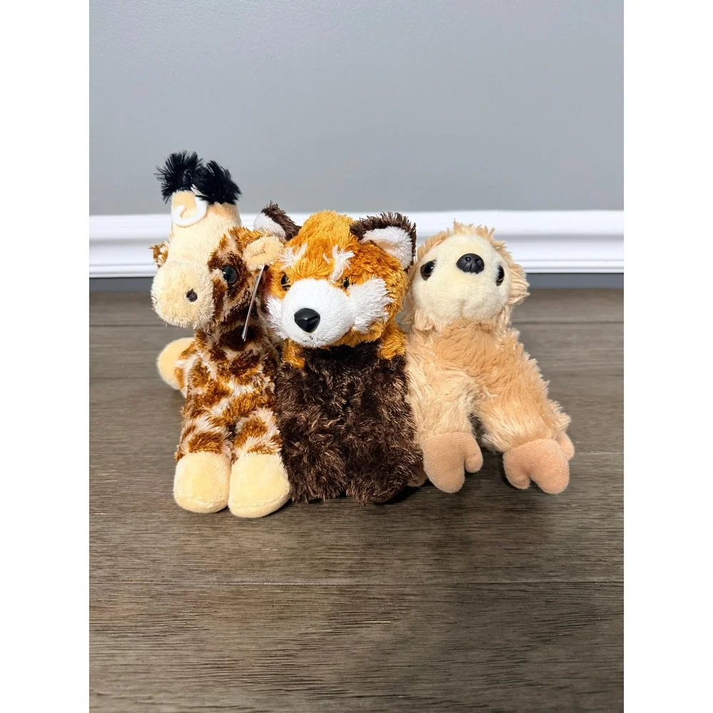 Aurora Min Flopsie Giraffe,‎ Red Panda & Sloth Animal Plush Bundle